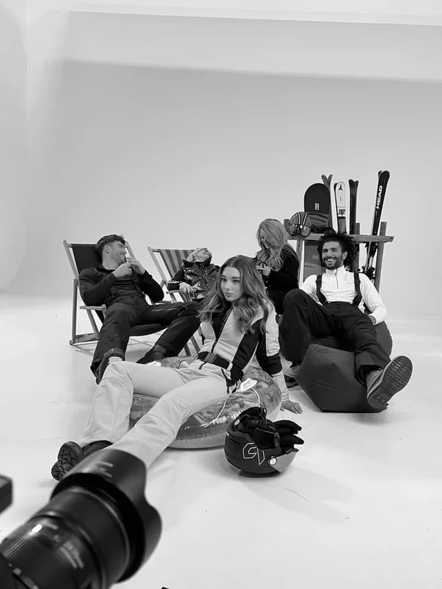 A group moment on location